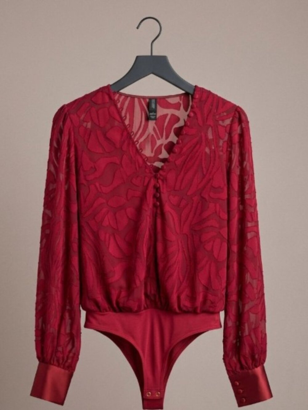 Jonathan Simkhai long sleeve bodysuit size small red